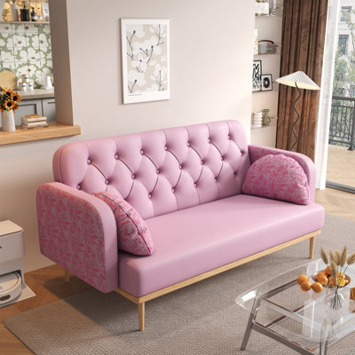 Élégant canapé-lit rembourré avec 2 coussins décoratifs en forme de boulette et un canapé à deux places