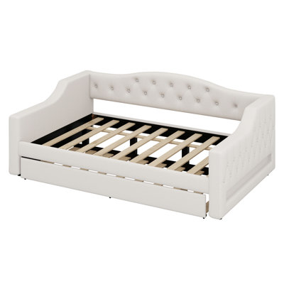 Upholstered Daybed With LED Belt And Trundle