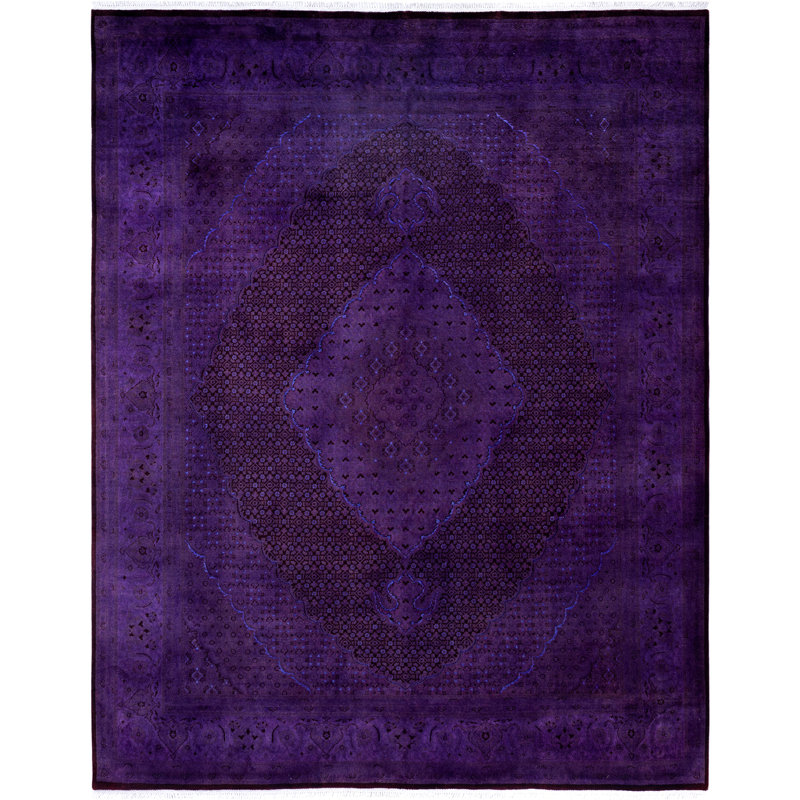 Overdyed Hand-Knotted Wool Modern-Contemporary Purple Area Rug 8' 2" x 10' 4"