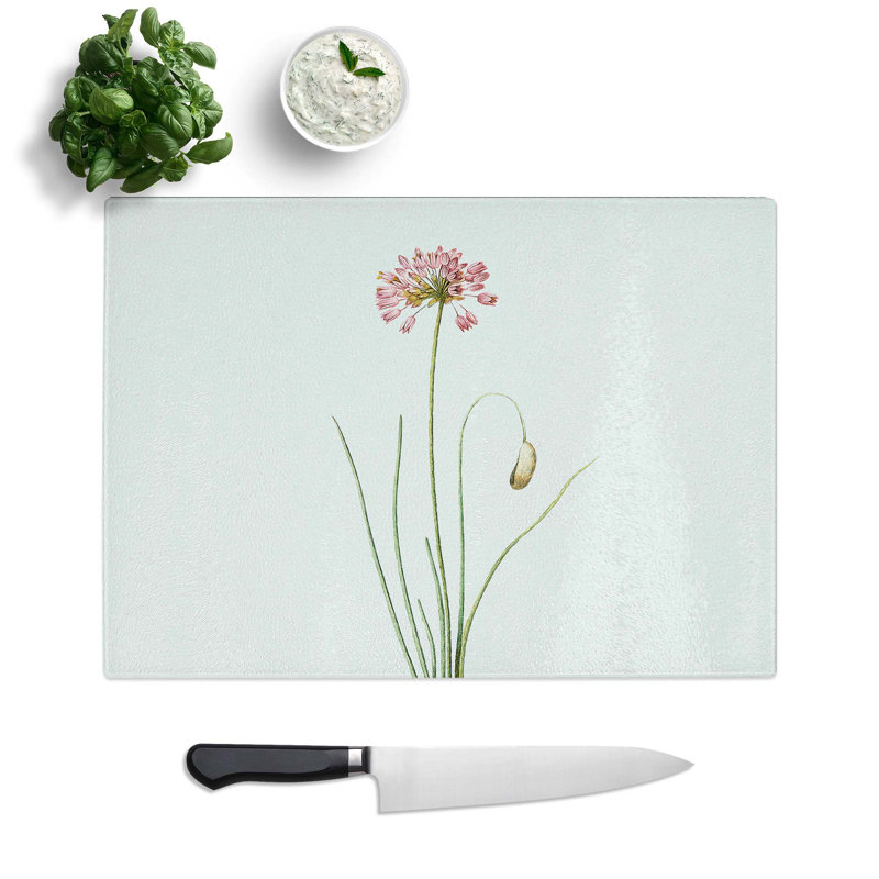 Tempered Glass Autumn Onion Flowers Chopping Board, 28.5 cm W x 20 cm L