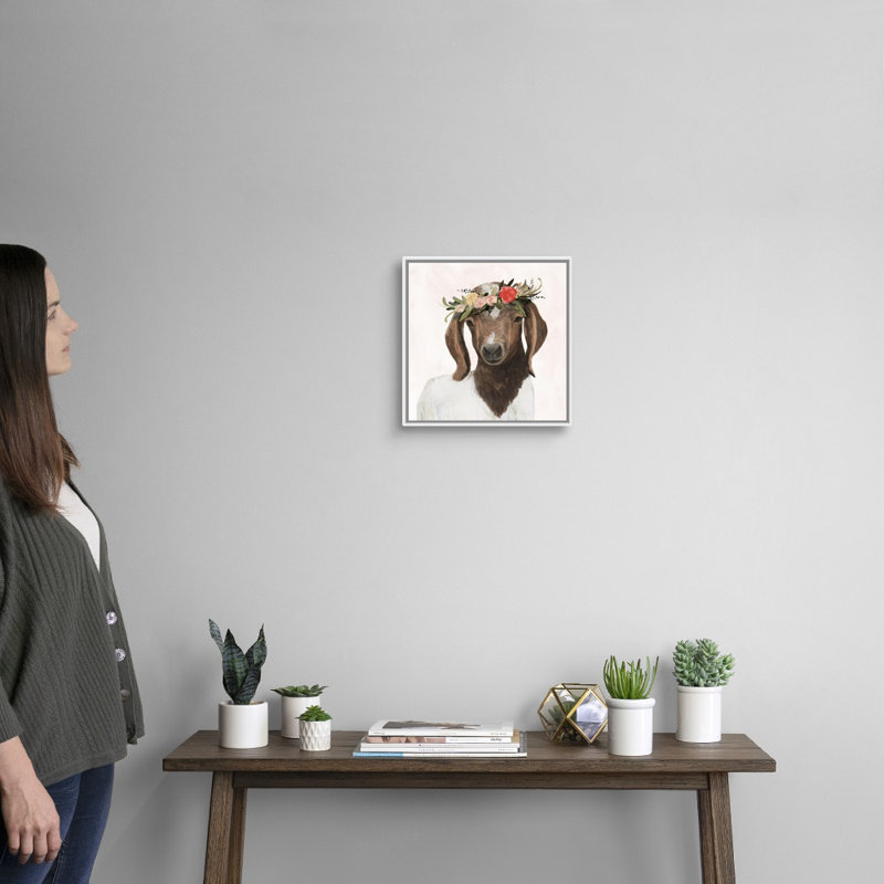 «Spring On The Farm IV», art mural sur toile, H 14 po x l 14 po x P 2 po, Toile avec cadre blanc