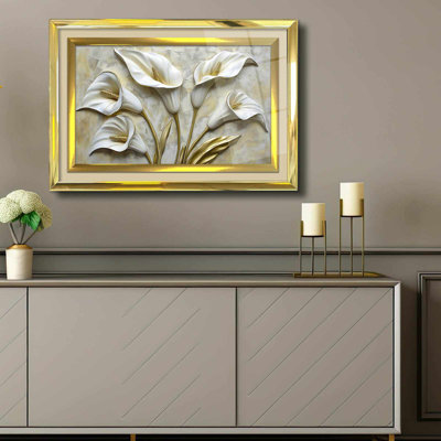 Élégante peinture décorative encadrée, 17,0 po x 25,6 po | 100% verre acrylique (épaisseur: 0,04 pouce) et cadre en bois massif (épaisseur: 1,0 pouce) | Art mural parfait pour le salon, la chambre à coucher et le bureau