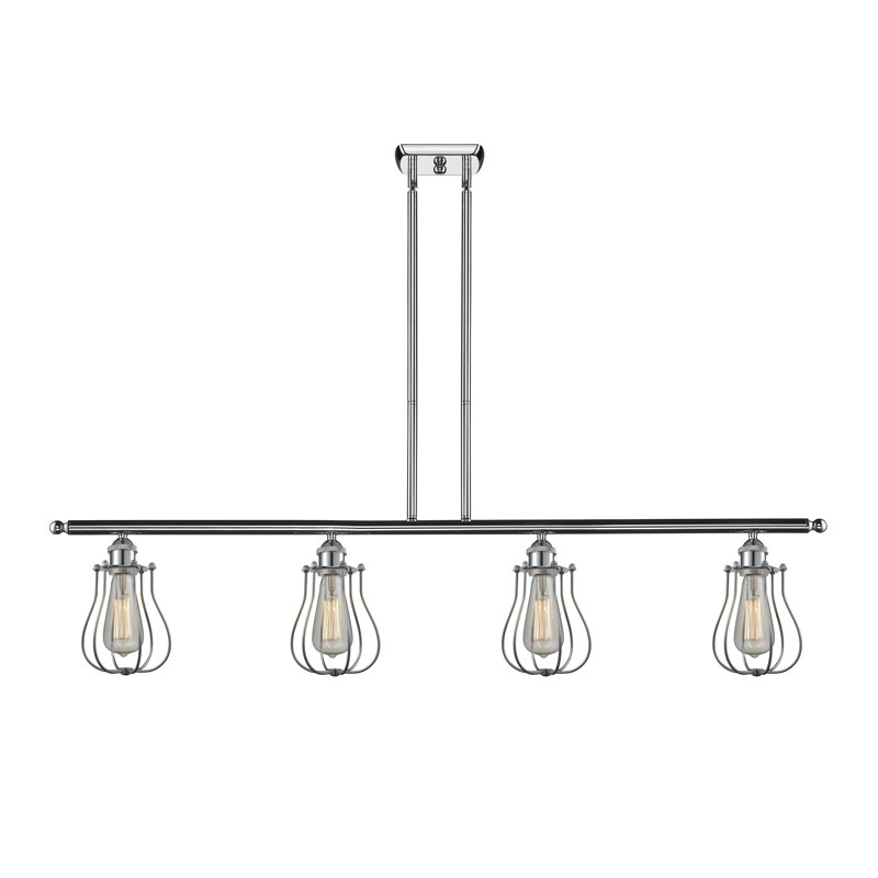 Luminaire suspendu linéaire à 4 lumières pour îlot de cuisine Amett, Noir mat, Noir mat, Ampoule non incluse