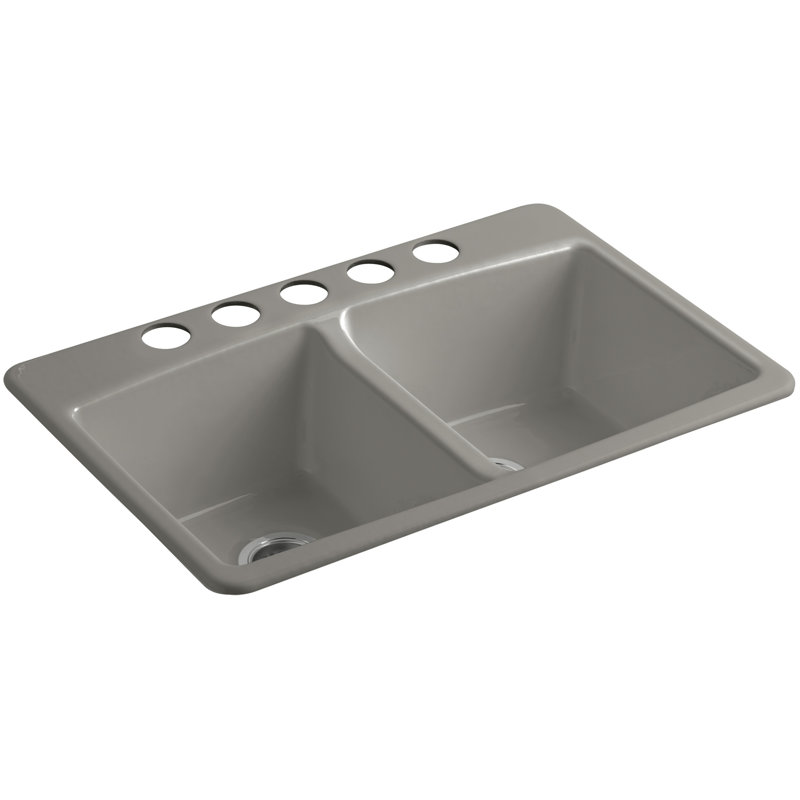 Brookfield 33" L x 22" W x 9-5/8" Under-Mount Double-Equal Kitchen Sink, Cashmere