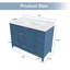 Meuble-lavabo moderne en bois massif de 48 po avec lavabo, comptoir en quartz blanc de Carrare de 49 po avec 3 trous prépercés pour robinetterie, 2 portes doubles à fermeture douce et 9 tiroirs spacieux avec glissières (bleu)-674963165
