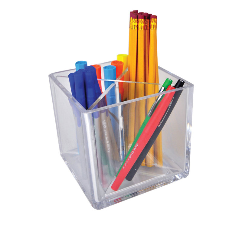 Cube Pencil Holder with Divider 5"W x 5"D x 5"H, 2-Pack