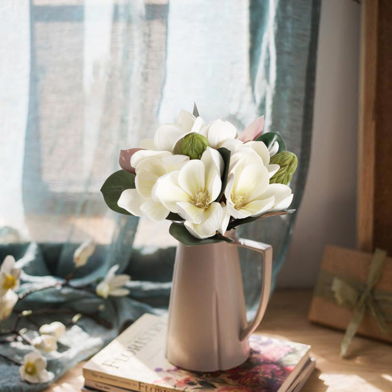 Arrangement floral artificiel Magnolia, Blanc