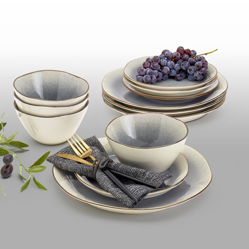 Service de table 12 pièces Reactive Glaze, gris
