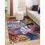 Tapis champêtre et floral de couleur bleu paon-71271435