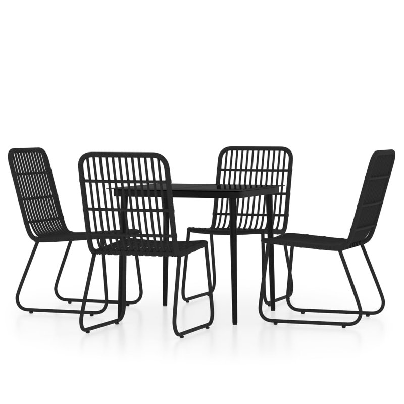Mio 4 - Person Patio Dining Set with Rectangular Table, Black, 140cm L x 70cm W x 74cm H