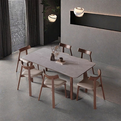 Rectangular rock plate dining table sets