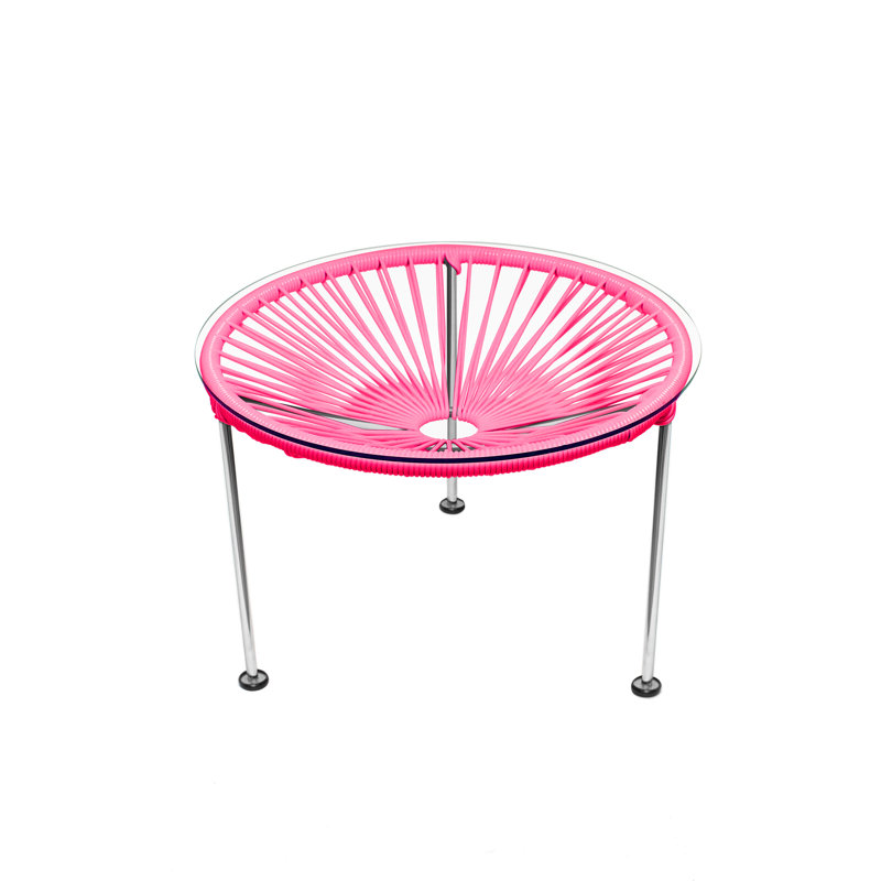 Zicatela Indoor Handmade Coffee Table, Pink, Chrome
