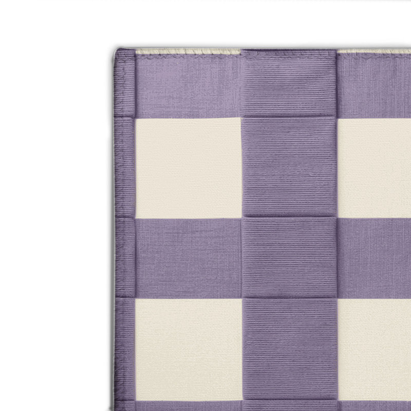 Tapis intérieur / extérieur mauve à carreaux, Rectangulaire 2 pi x 3 pi