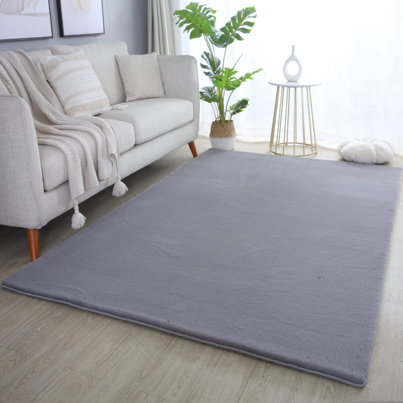 Solid Colour Knitted Area Rug, Rectangle 120 x 160 cm, Anthracite
