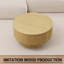 Table basse ronde 29,53 po avec panneau rainuré et rangement caché, finition naturelle