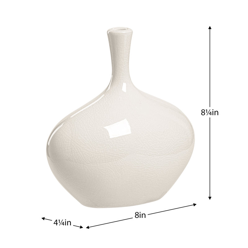 Lilo Crackle Ceramic Table Vase, 8.25" H x 8" W x 4.25" D