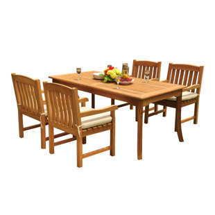Mateer 4 - Person Teak Wood Patio Dining Set with Rectangular Table