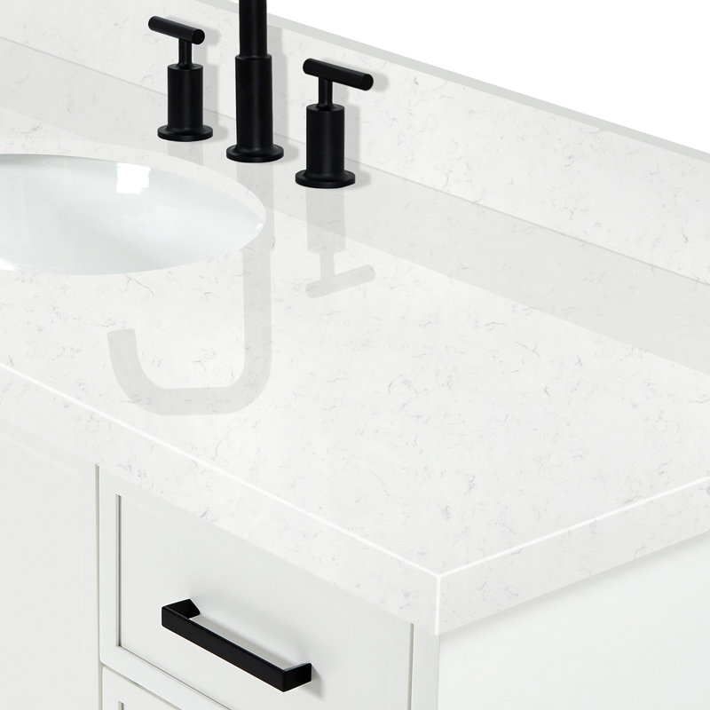 ARIEL Kelly 60 Single Sink Bathroom Vanity with Carrara Quartz Top, White
