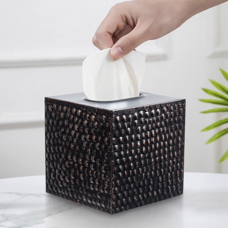 Couvre-boîte à mouchoirs carré - noir