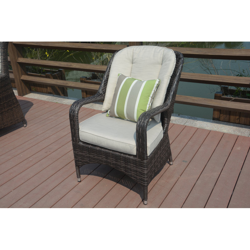 Chaise de patio avec coussins Moira, Brun/beige