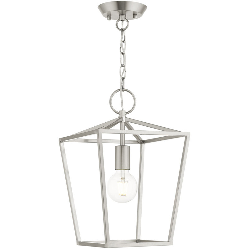10 Sq. inch 1 Light Convertible Lantern Pendant Lighting Fixture, Brushed Nickel