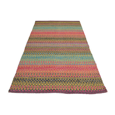 Saffron Geometric Cotton Hand Woven Area Rug