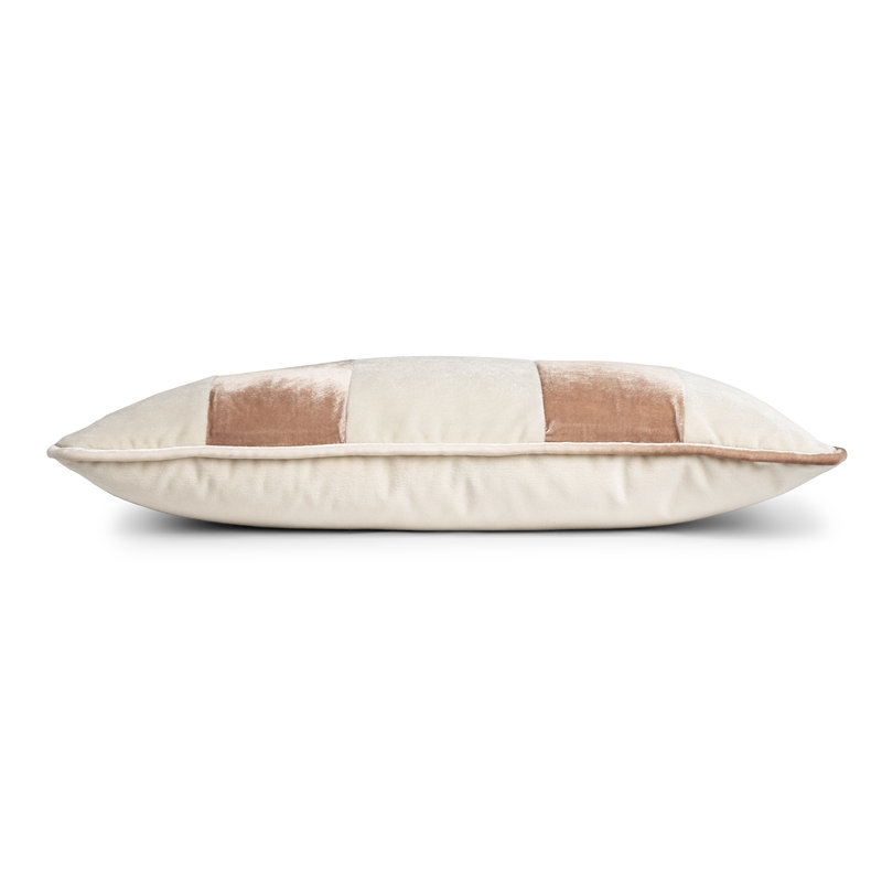 Banded Lumbar Velvet Pillow, Latte