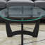 Table basse 48 "avec plateau ovale en verre, table centrale moderne avec cadre noir pour le salon-972882605
