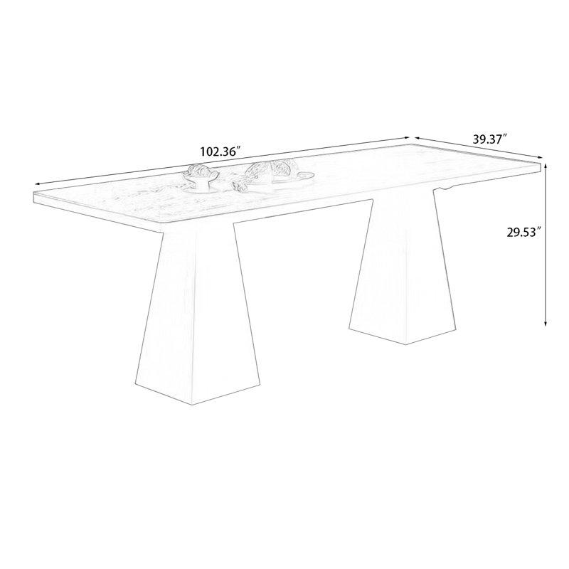 Black Rectangle Solid Wood Dining Tables, 29.53"H x 102.36"L x 39.37"W