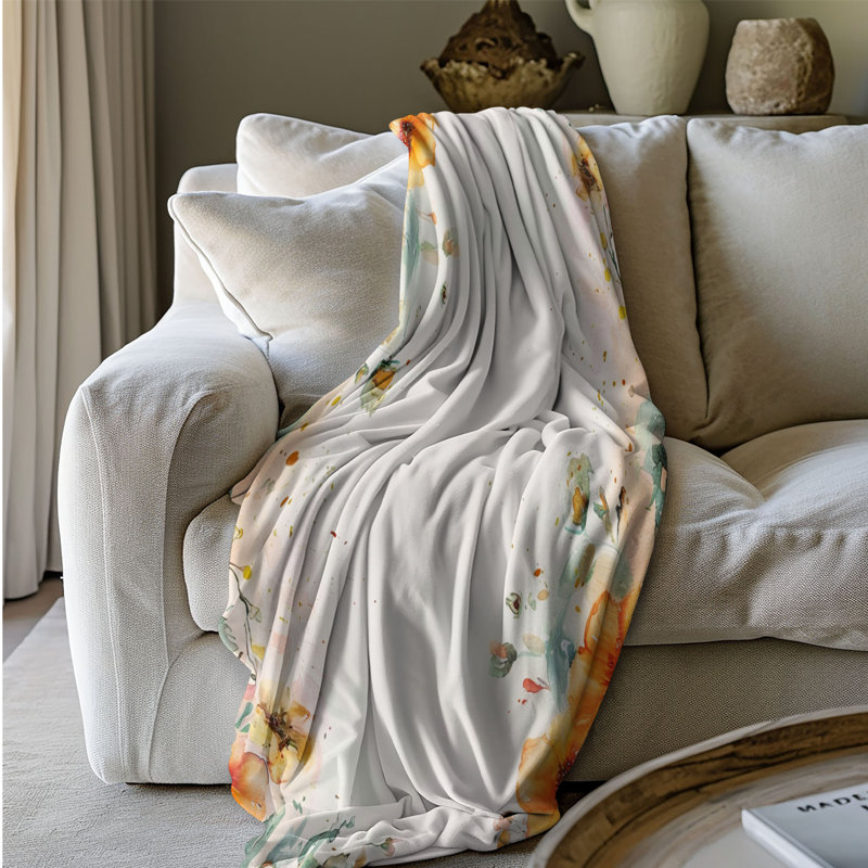 Motifs de fleurs subtiles - couverture Sherpa de qualité supérieure 1 pièce, Lit simple