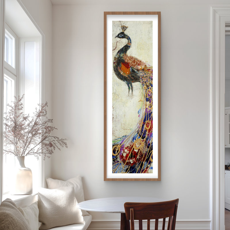 Paon majestueux - animaux beiges, reproduction avec passe-partout | Décoration