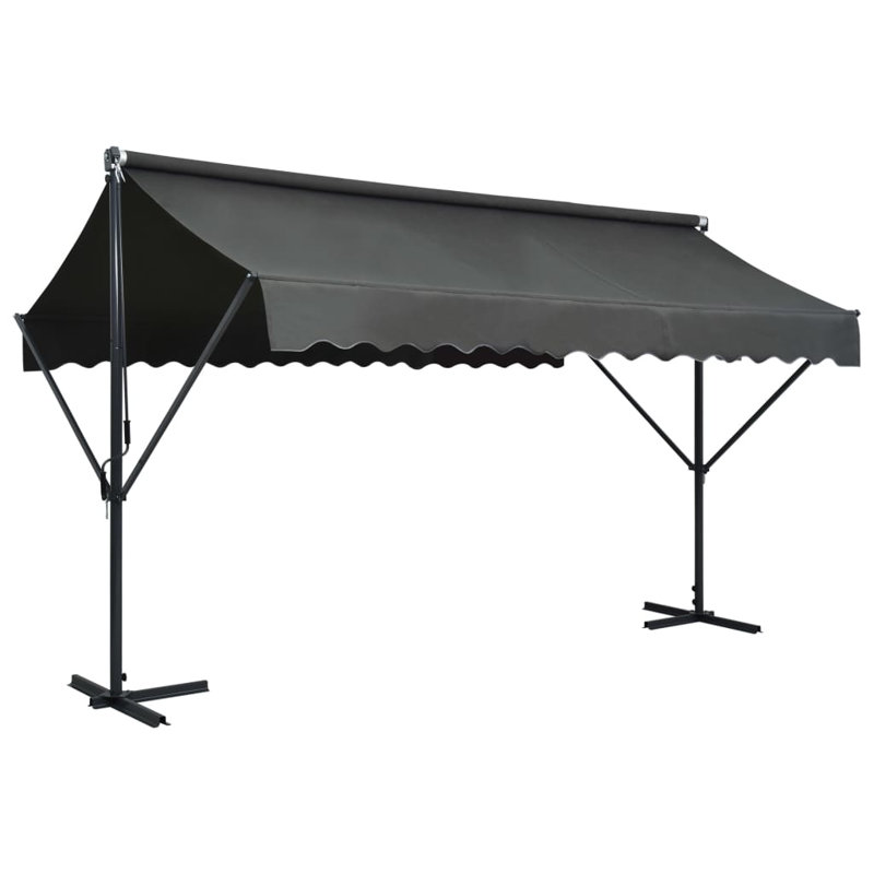Free Standing Awning Outdoor Retractable Awning Patio Sun Shade Shelter, 118.1" H x 157.5" W x 118.1" D, Anthracite