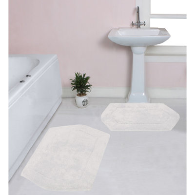 Morissette 100% Cotton Bath Rug, Non-slip, Absorbent, Machine Washable, Quick Dry 2 PCs set (21x34 / 24x40)