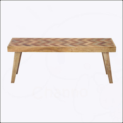 Handcrafted Mango Wood Dining Bench, Natural Finish for Rustic Boho Style and Durability