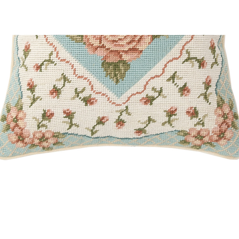Morning Rose Needlepoint Pillow