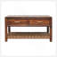 Console Regency tissée avec 4 tiroirs, fente ouverte, brun