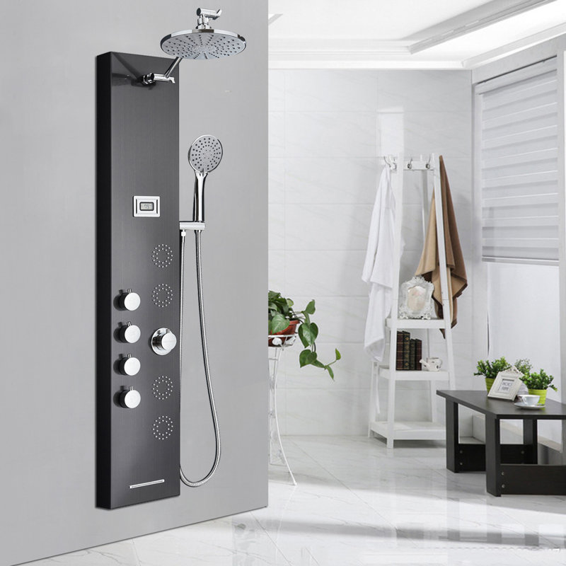 45'' Shower Panel with Adjustable Shower Head, Matte Black