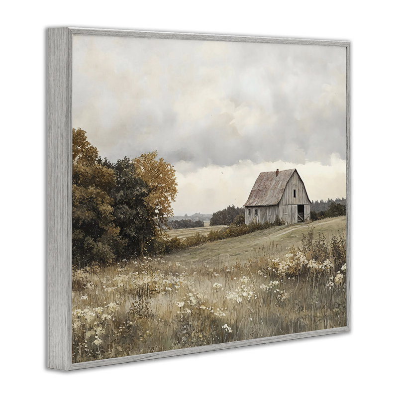 Giclée encadrée Meadow Autumn Barn Meadow, design par LSR Design Studio, Estampe numérique Farmhouse, H 24 po x l 30 po