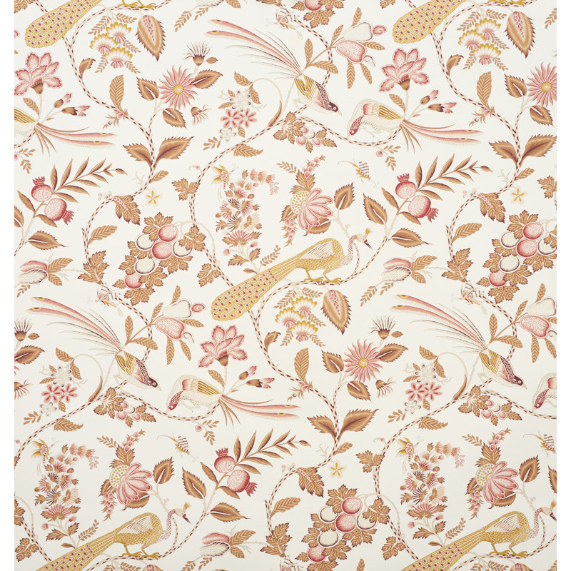 Papier peint campagne, Rose / ocre