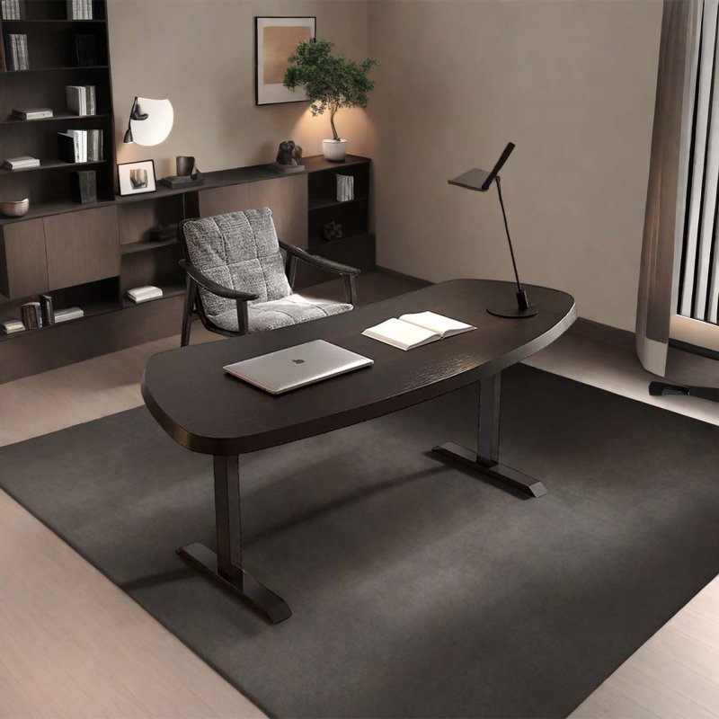 Bureau arqué en bois massif à hauteur réglable, H 25,59 po x l 55,12 po x P 26,77 po