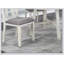 6pc Dining Set with Extendable Table, 4 Side Chairs, and Bench in Grey Fabric and White Wooden Top for Elegant Meals