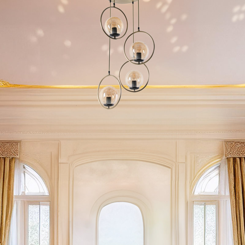 Luminaire suspendu en forme de globe en métal 4 lumières