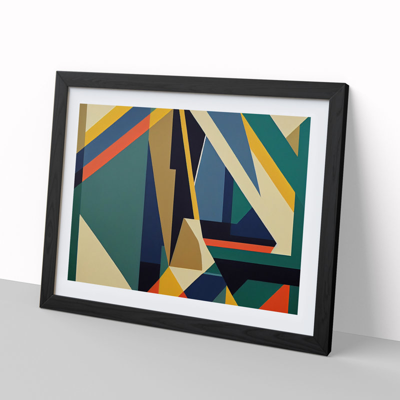 Shapes - Single Picture Frame Print, 34cm H x 46cm W, Black Framed