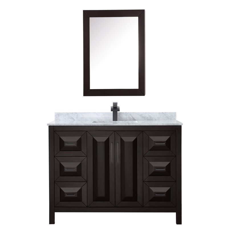 Daria 48'' W Vanity, White Cultured Marble, Dark Espresso, Matte Black