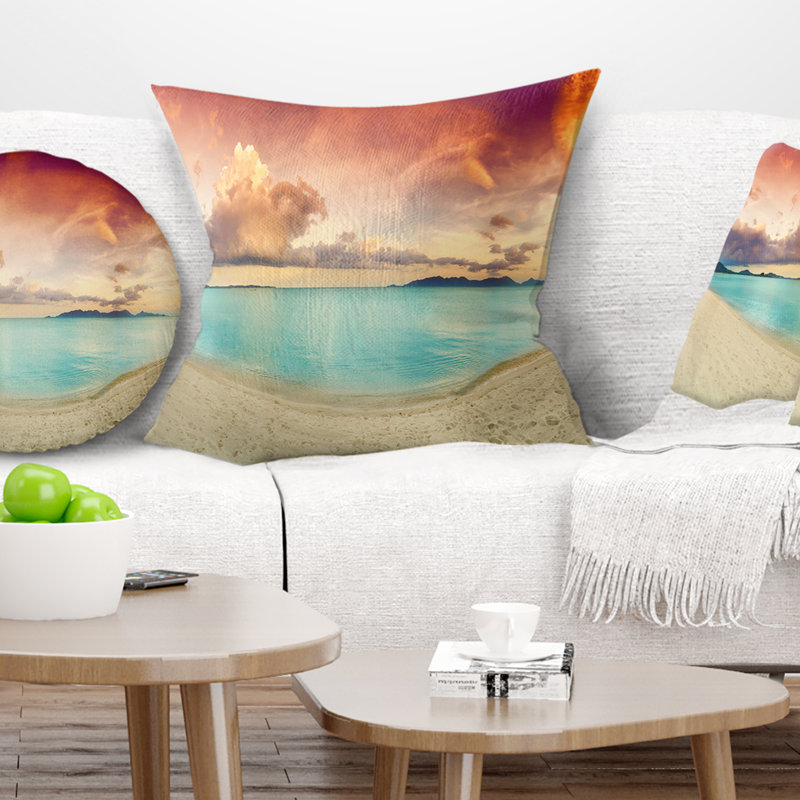 Coucher de soleil tropical avec imprimé de paysage Schafer, 18 po x 18 po, Coussin décoratif