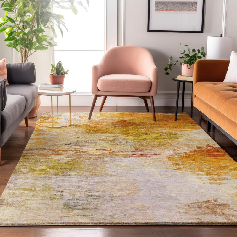 Tapis paprika Cerrito AMF595 lavable à la machine de qualité supérieure, Rectangle 2 pi 6 po x 3 pi 10 po