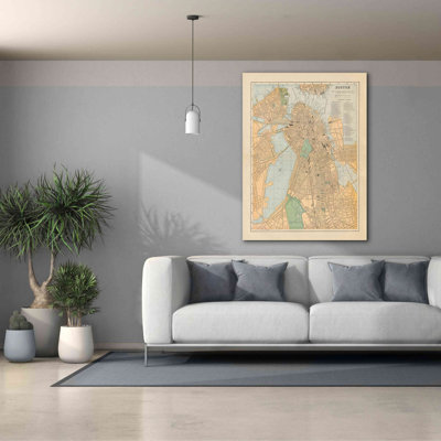 Epic Graffiti «Boston Map» par Wild Apple Portfolio - Boston Map par Wild Apple Portfolio - reproduction d'art sur toile tendue
