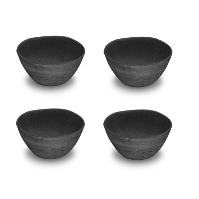 Ensemble 12 pièces de vaisselle en faux bois véritable noirci Planta