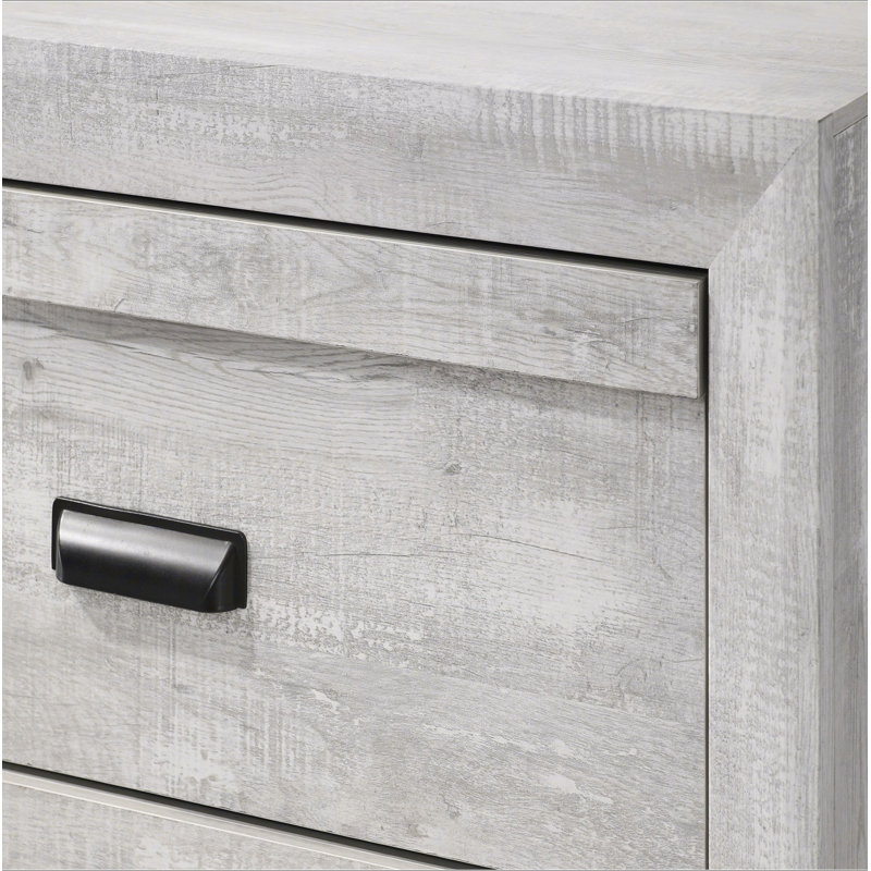 Meuble de chambre à coucher 1 tiroir contemporain à cinq tiroirs avec finition beige et gris rustique, Beige