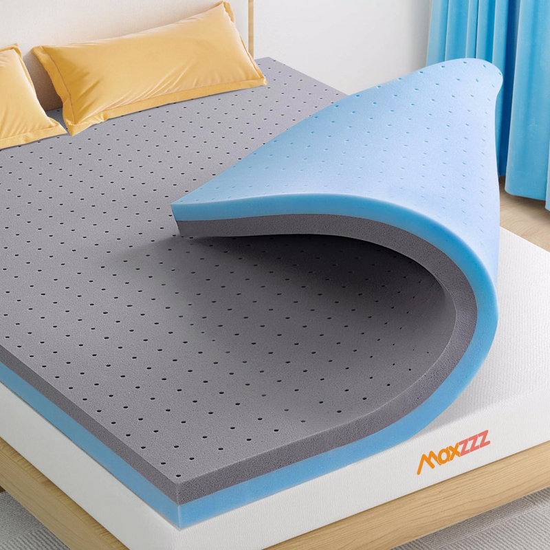 Surmatelas pleine grandeur 3 po, mousse viscoélastique imprégnée de gel haute densité et mousse de bambou pour soulager la pression